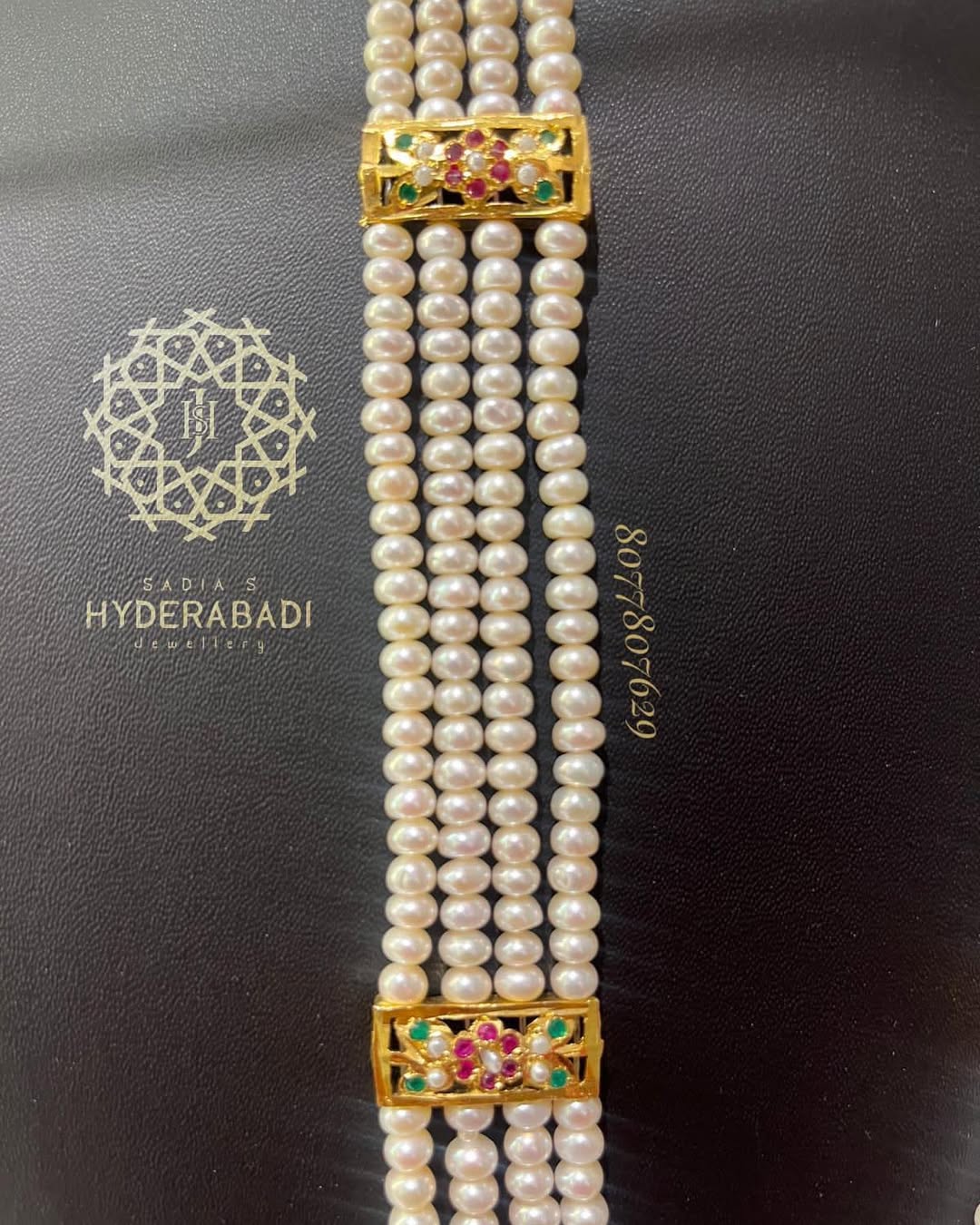 Real Pearl Afreen Jadau Rani Haar