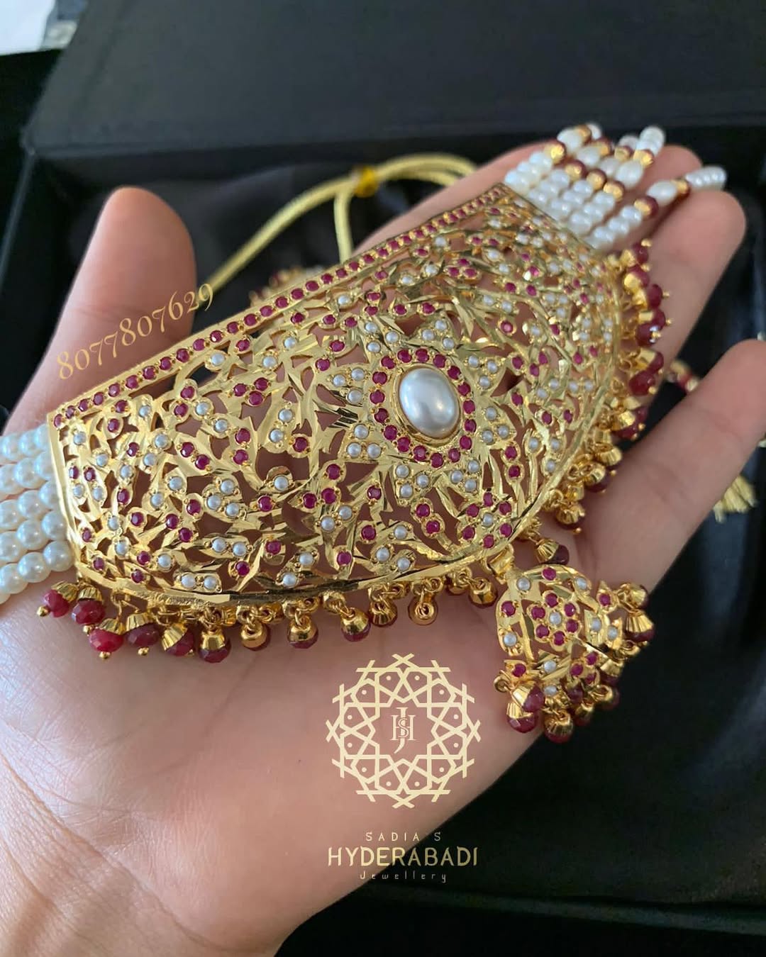 Aayat Jadau Red White Choker Set