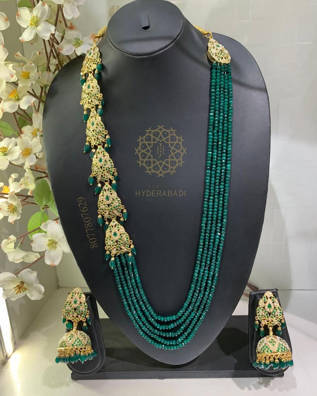 Yusra Green Rani Haar Set – Sadiahyderabadi