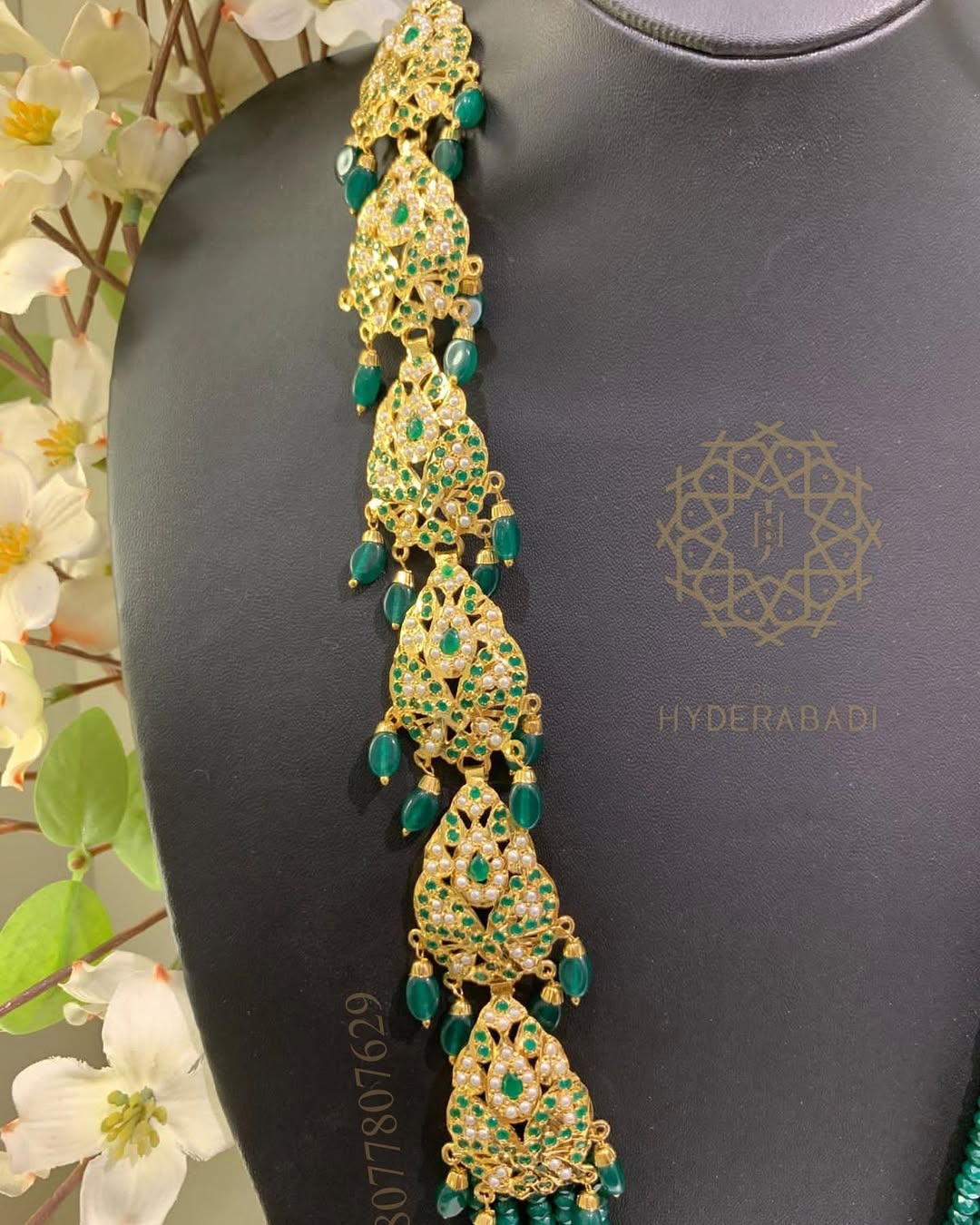 Yusra Green Rani Haar Set