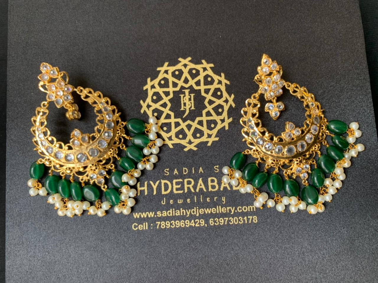 Qudsiya Green Chandbali