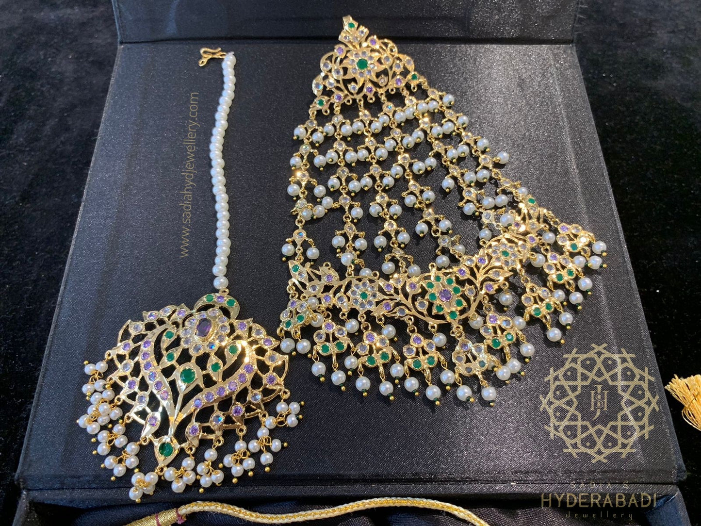 Rukhsar Green and Purple Tika Jhumar