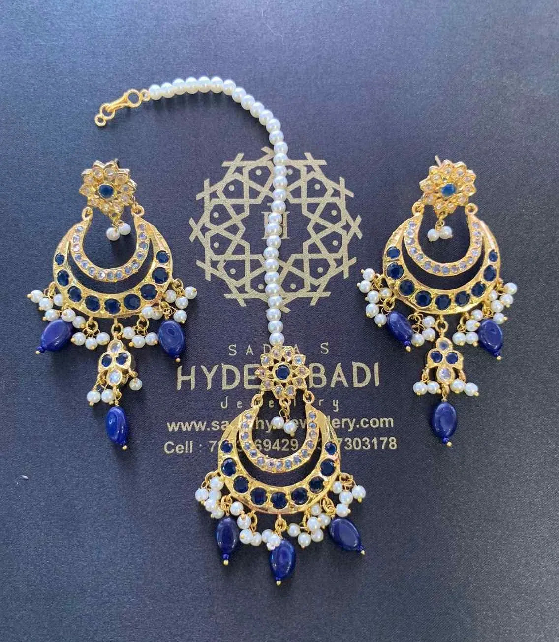 Mahira Khan Blue Tika Earring Combo