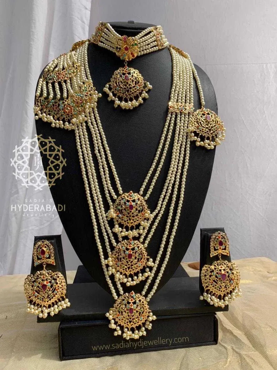 Wedding City Gold Jewelry Mahiba Multicolor Bridal Set