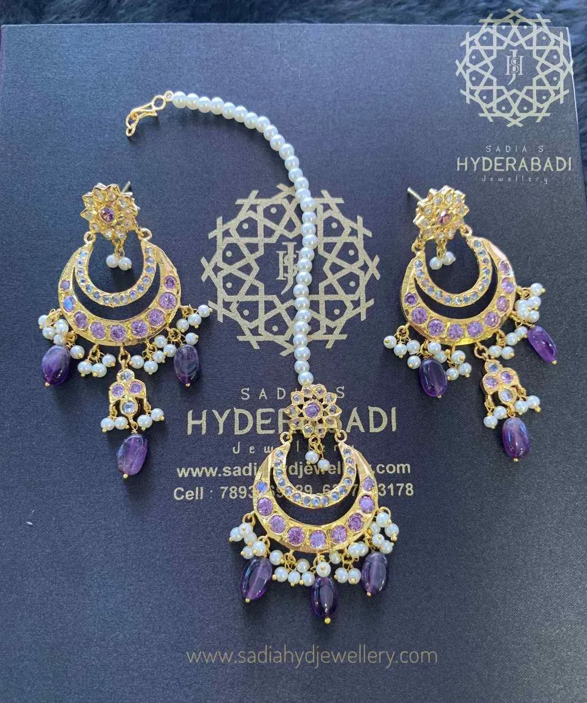 Mahira Khan Amethyst Tika Earring Combo