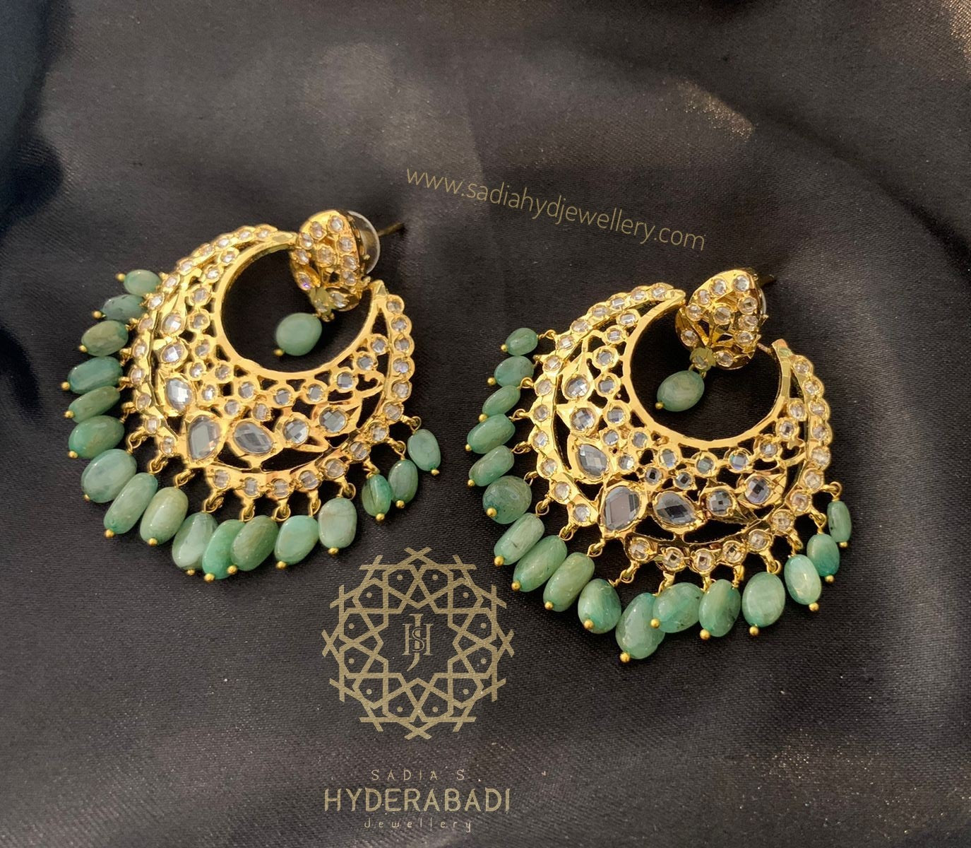 Ruwa Real Emerald Chandbali