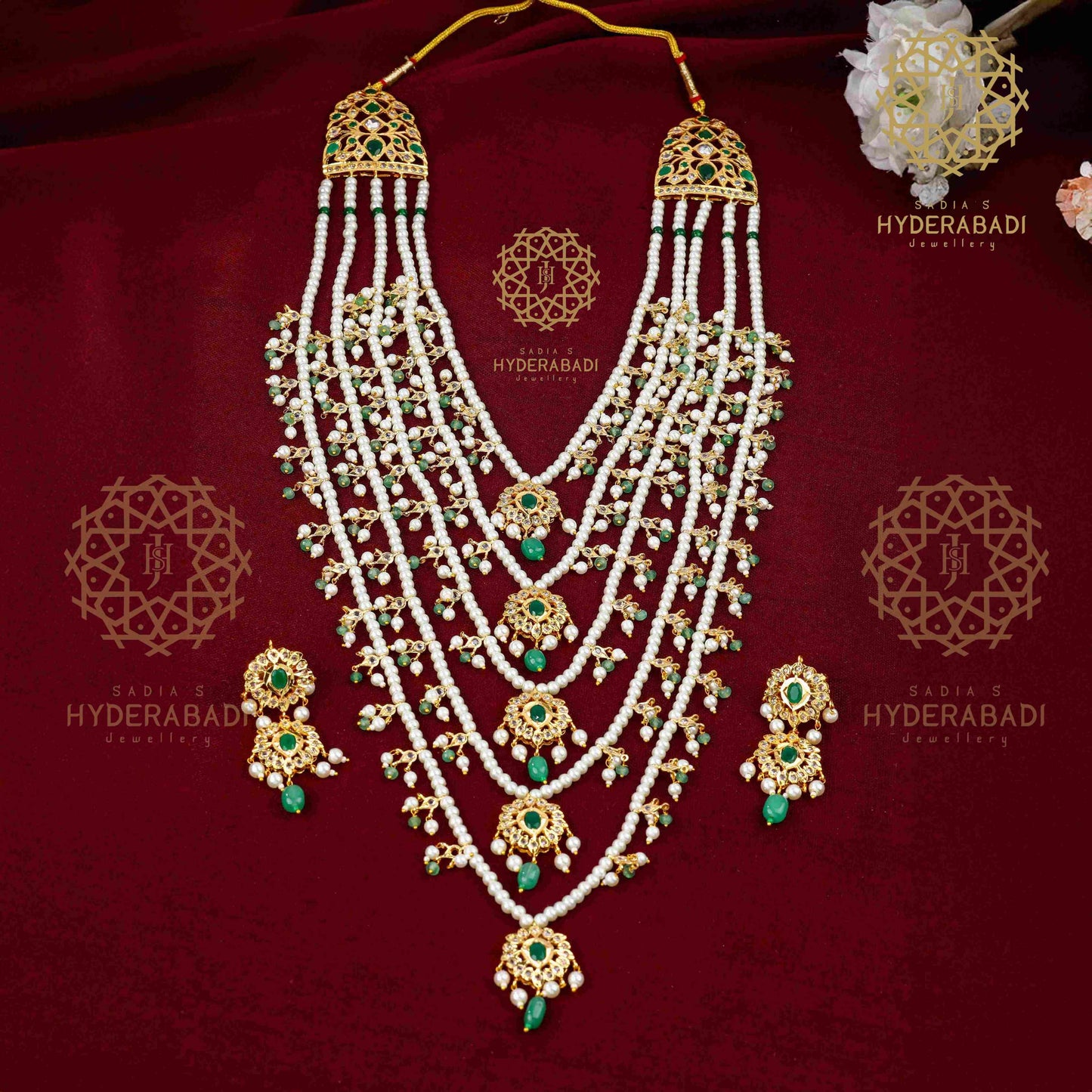Azra Green White 5 Layer Bridal Set
