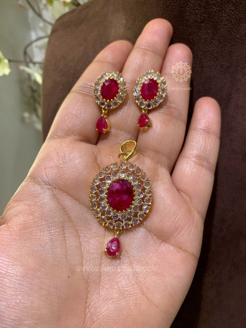 Eman Real Ruby Pendant Set