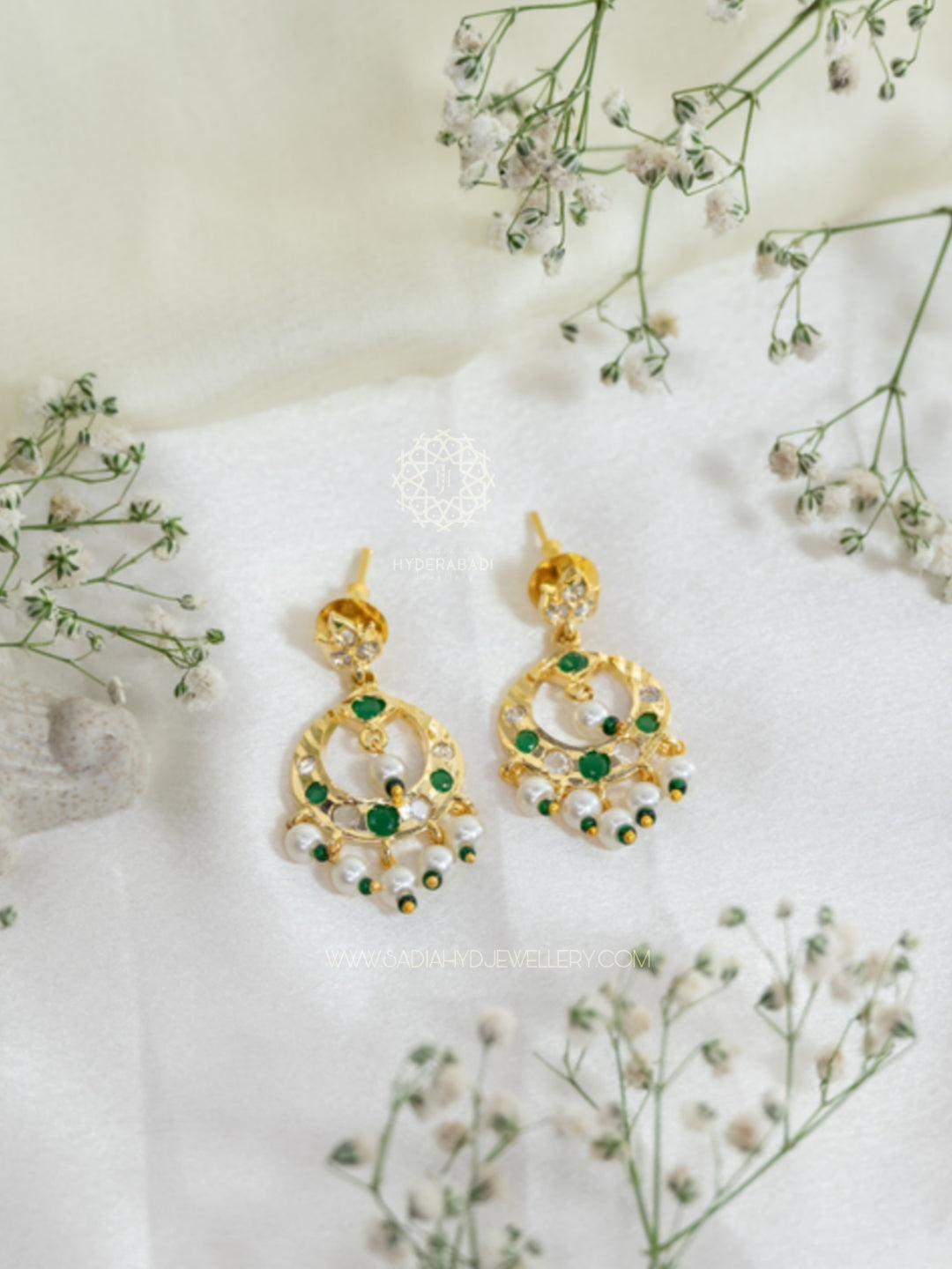 Green Small Chandbali