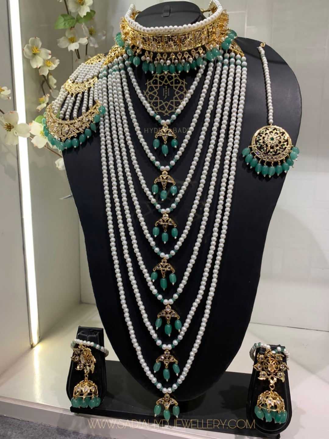 Light Green Hyderabadi Bridal Set - Main Image