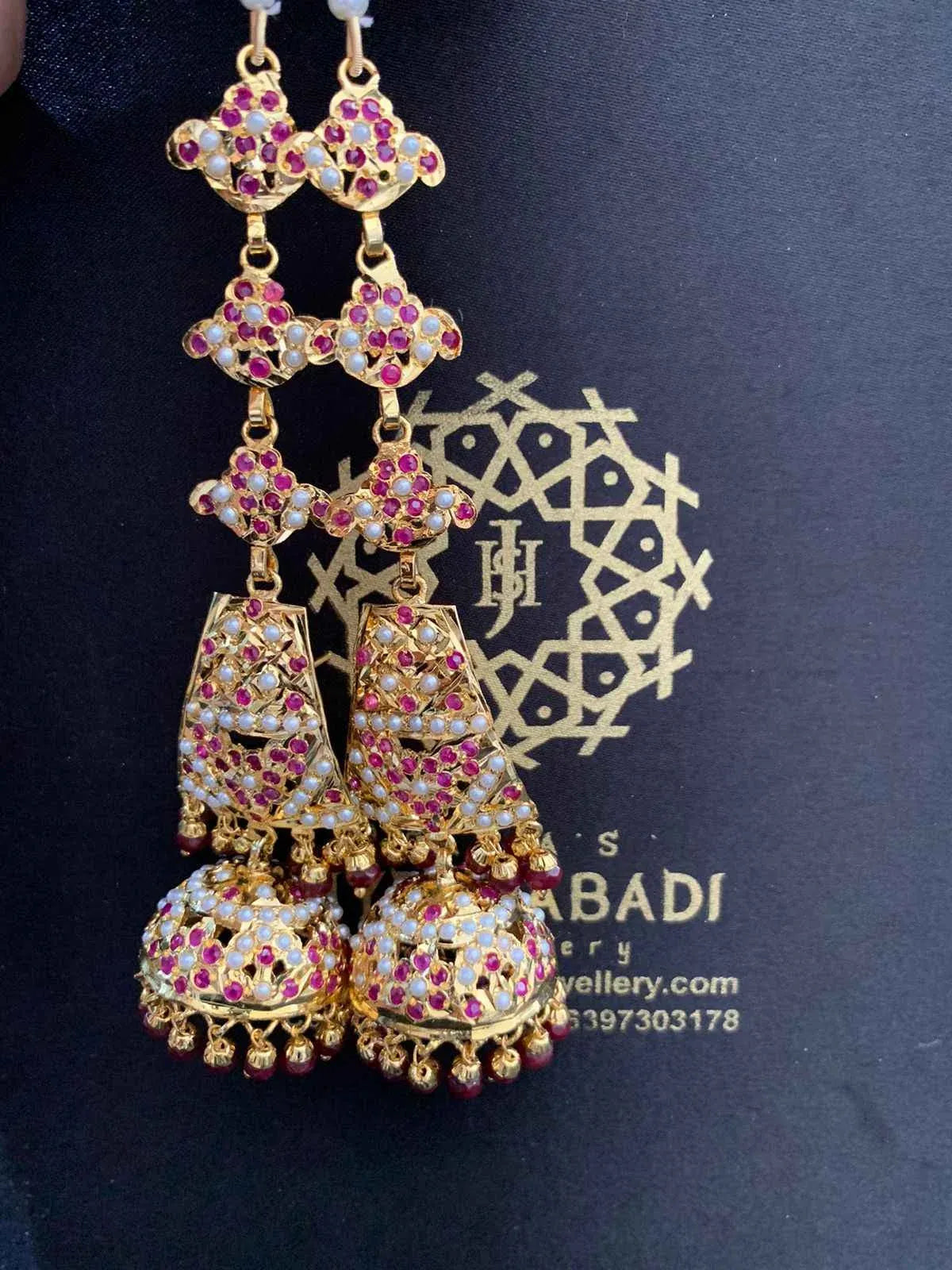 Meerab Red White Jhumki
