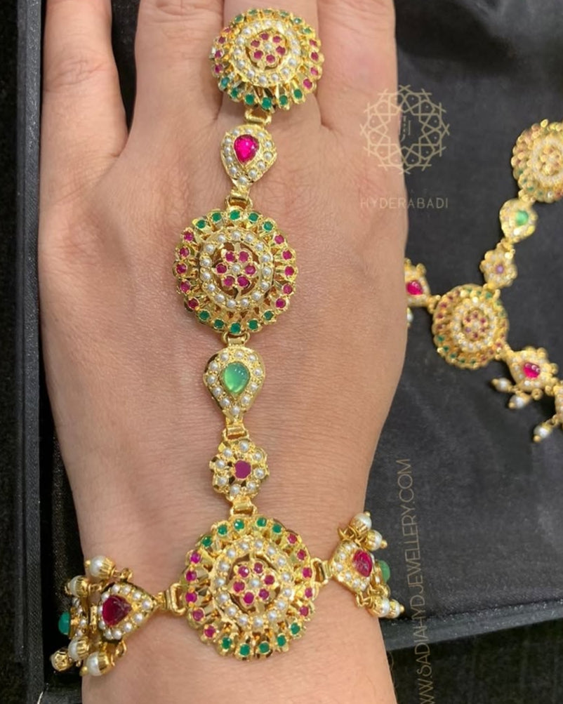 Warisha Multicolour Jadau Hathphool
