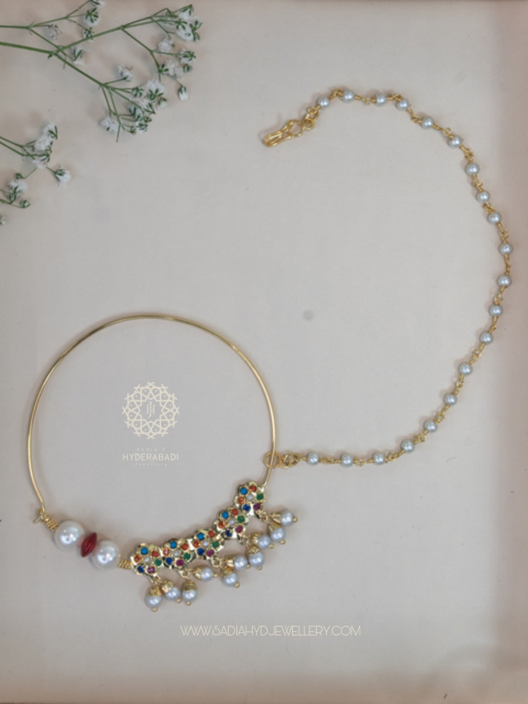 Multi Colour Nikah Jadau Nath