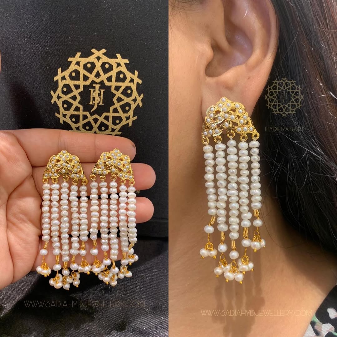 Dilnaz White Real Pearl Jhumar Earring