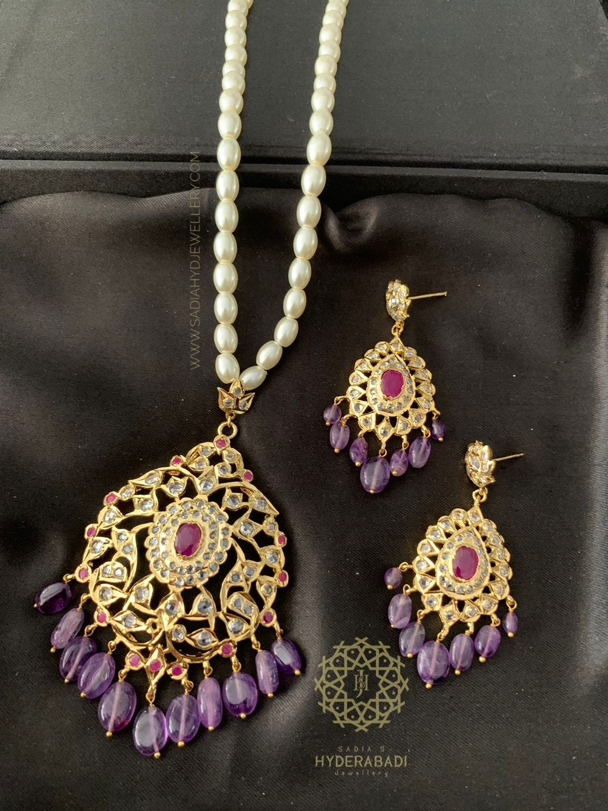Rehmat Real Amethyst Pendant Set