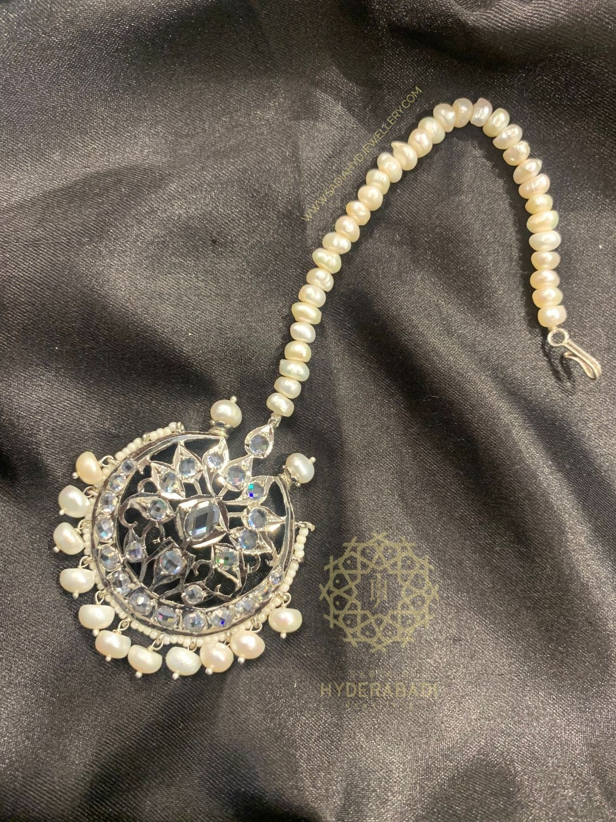 Aayat Silver Plated Real Pearl Tika