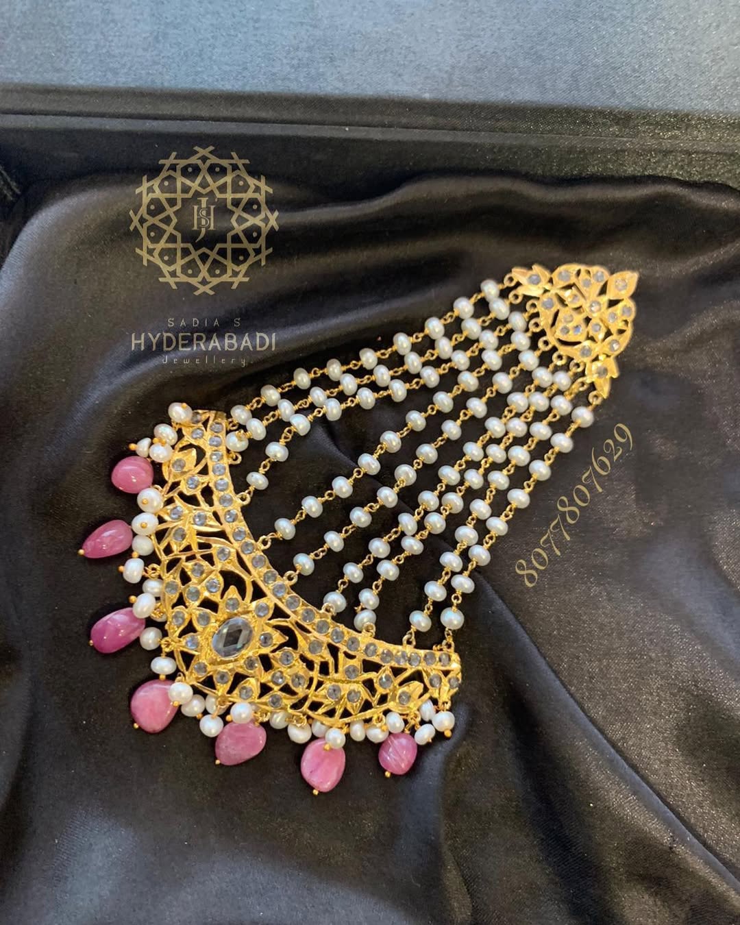 Aira Rare Shade of Real Ruby with Real Pearls Jhumar