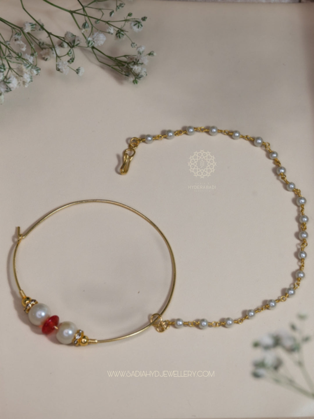 Red Hyderabadi Nikah Nath