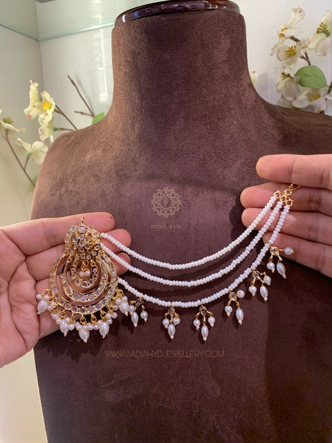 Taskeen White Chandbali with Sahara