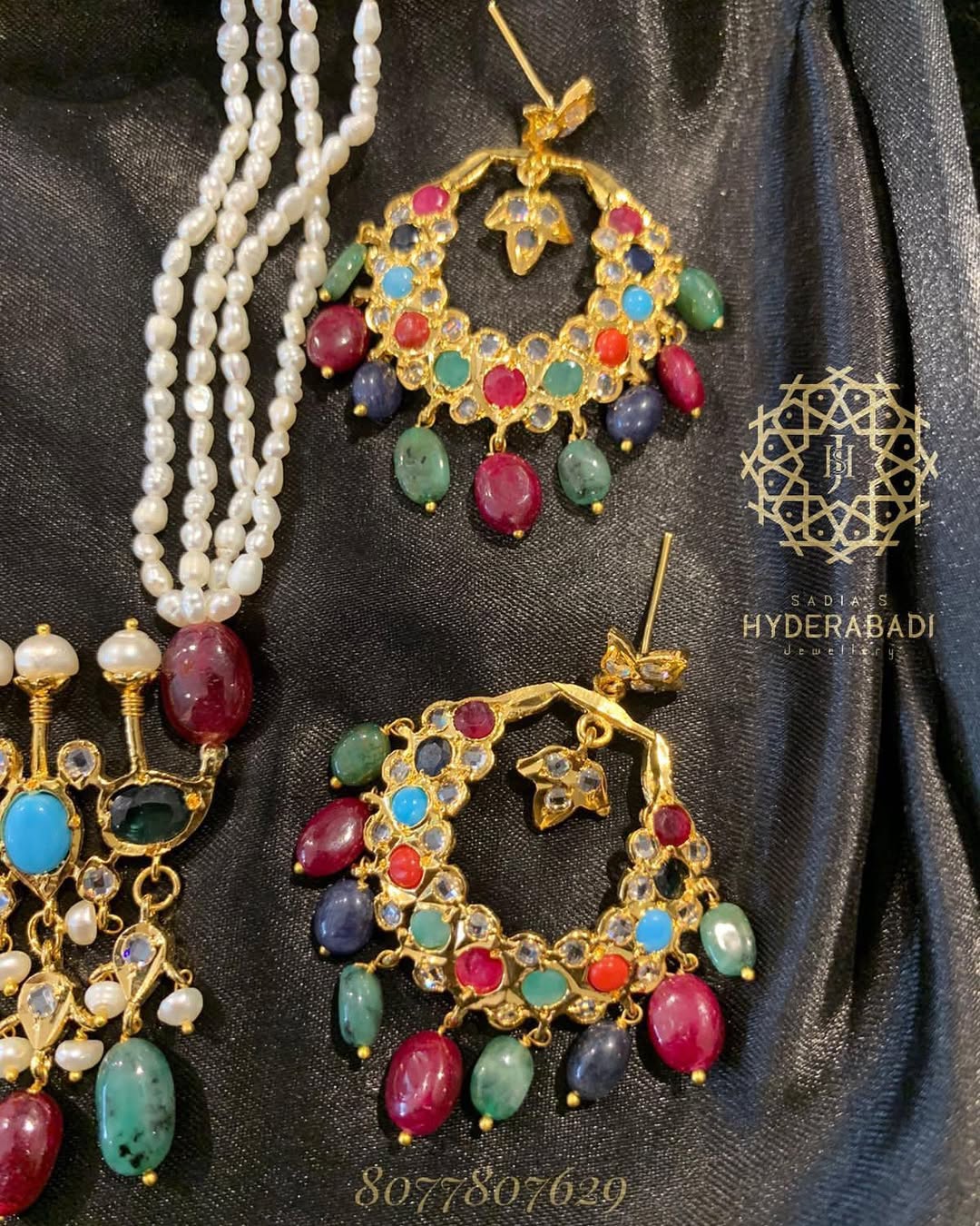 Ramiza Multicolored Real Stones Real Pearl Tirmani