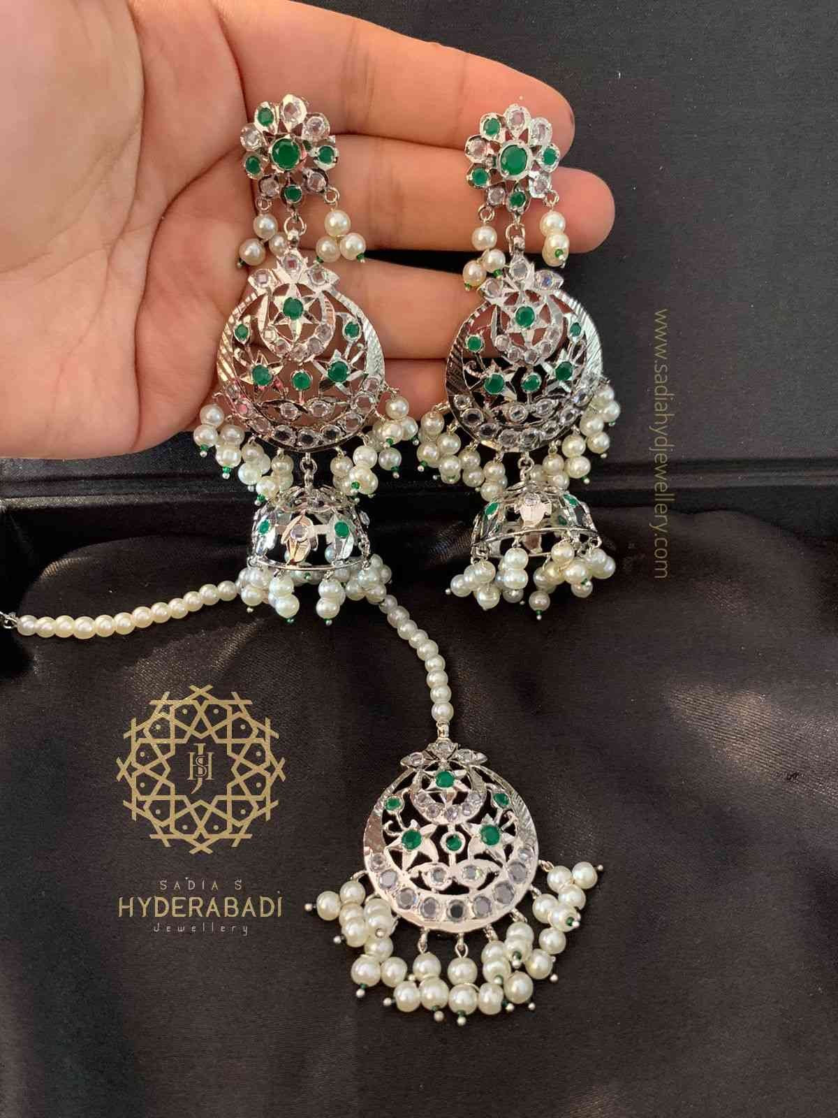 Muneeza Silver Plated Tika Earring Set