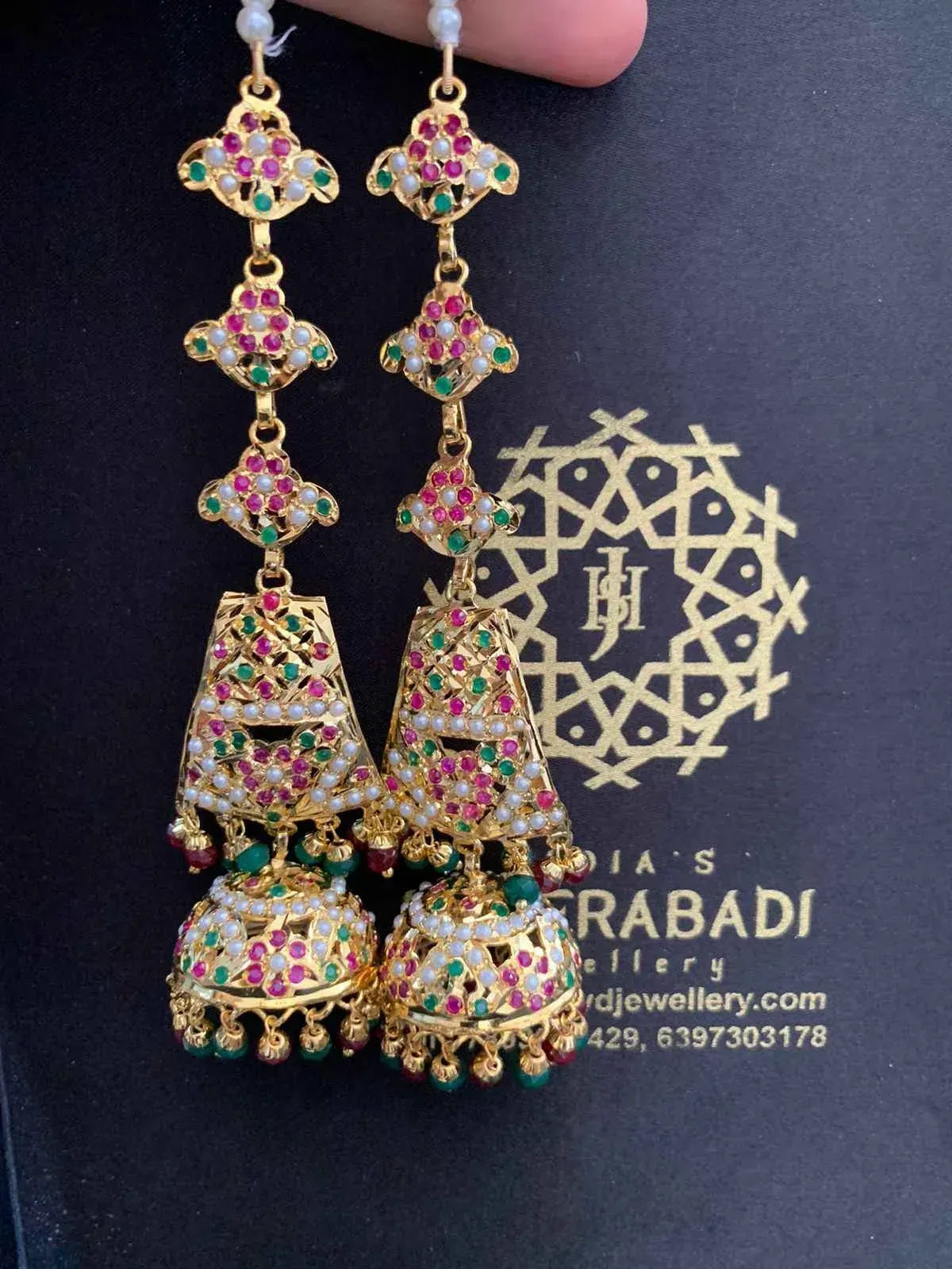 Meerab Red Green White Jhumki