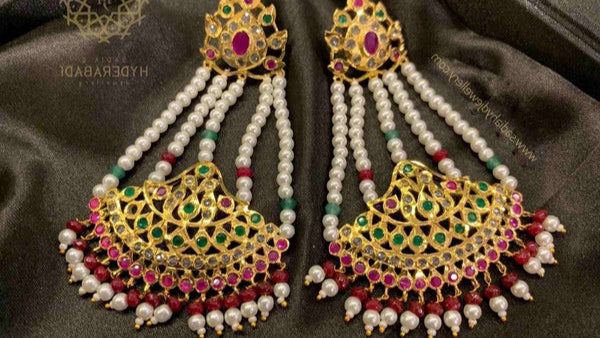 Eram Red Green Jhumar Earring