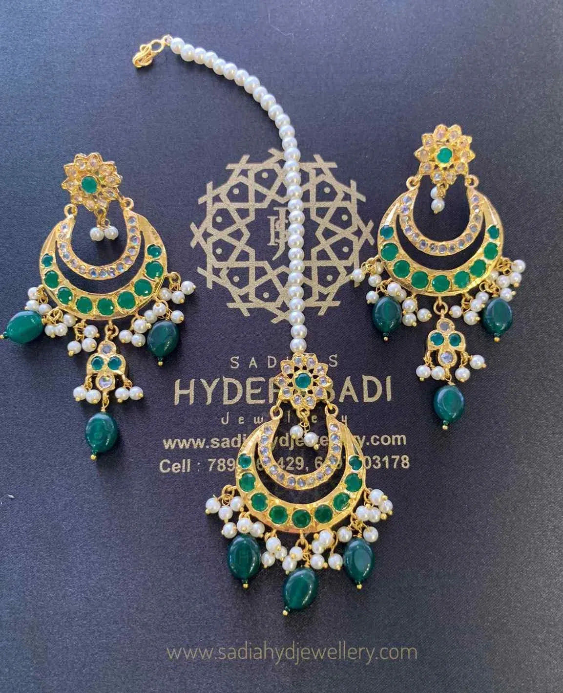 Mahira Khan Green Tika Earring Combo