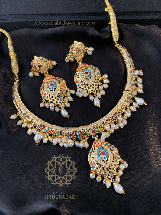 Shahana Multicolored Jadau Necklace Set