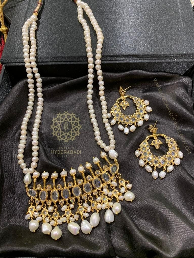 Rania Real Pearl Tirmani with Matching Earrings