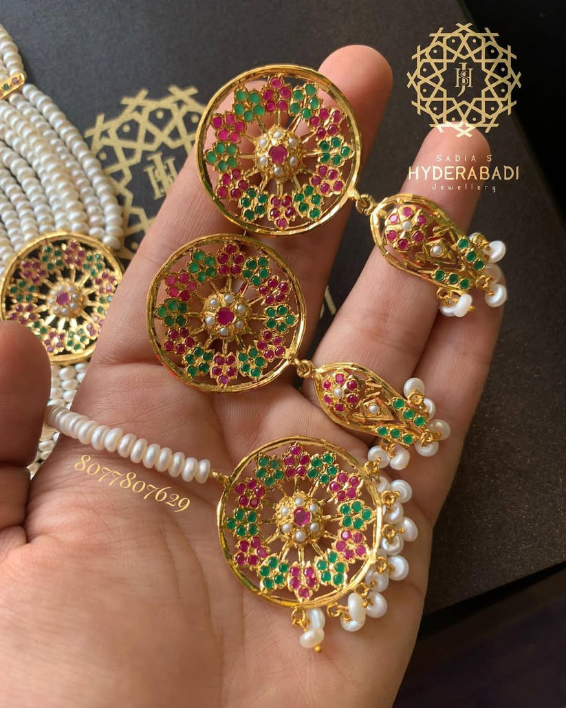 Shiza Real Pearl Tika Earring Combo – Sadiahyderabadi