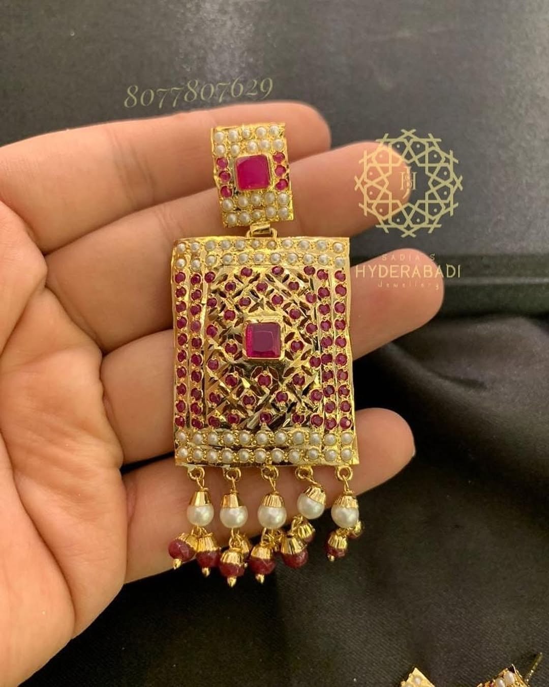 Fauzia Red White Jadau Earrings