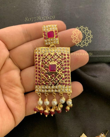 Fauzia Red White Jadau Earrings