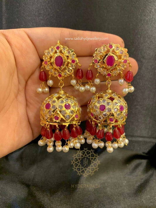 Neema Red White Jhumki