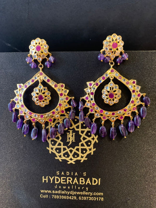 Qaisar Red Purple Earrings