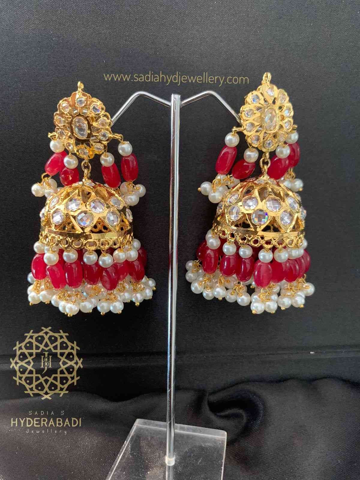 Naaz Red White Jhumki