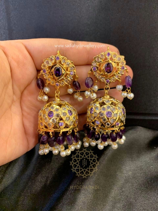 Neema Real Amethyst Jhumki