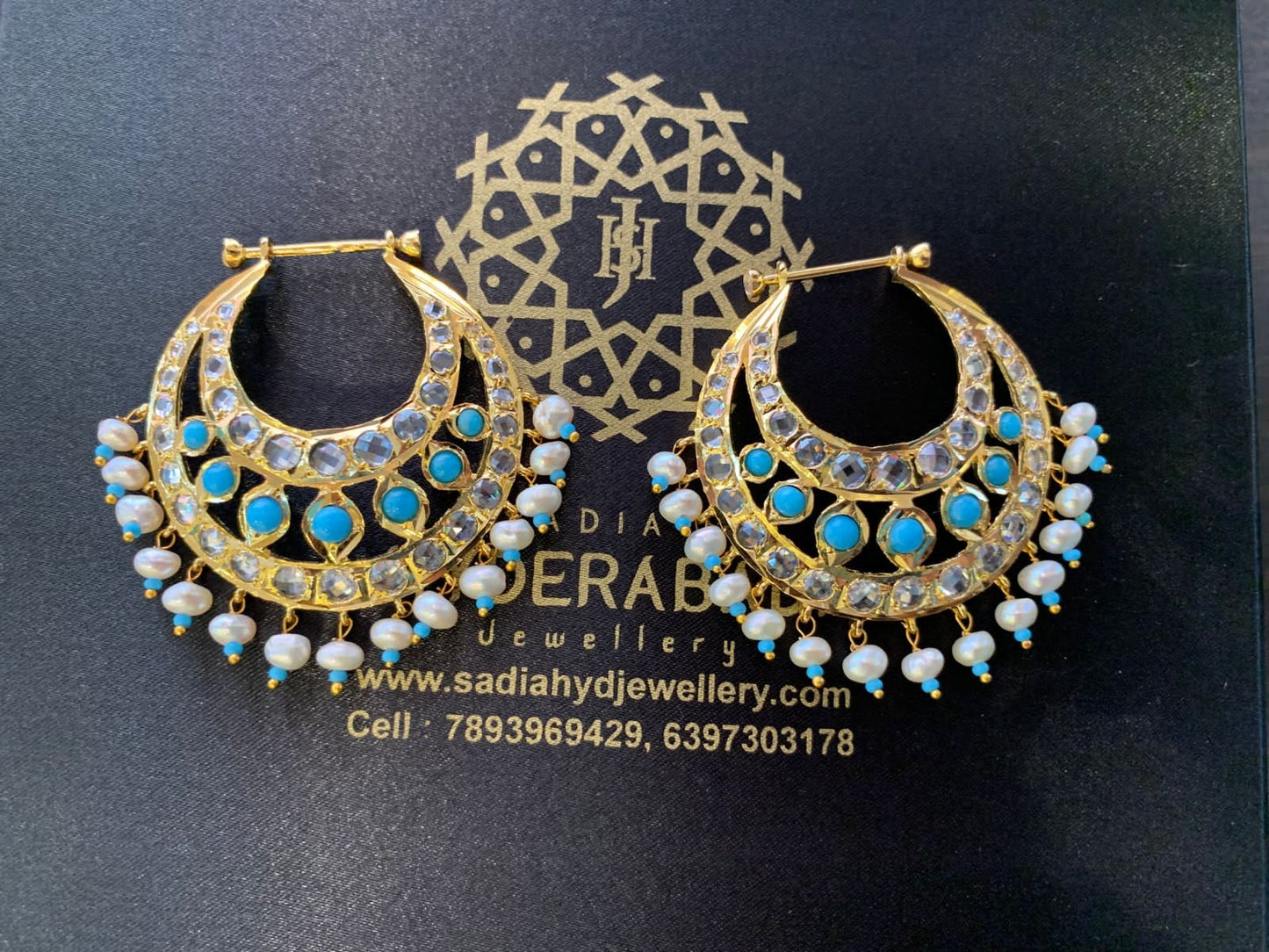 Obaida Real Pearl Firoza Chandbali