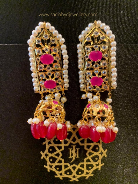 Qaynat Red White Jhumki