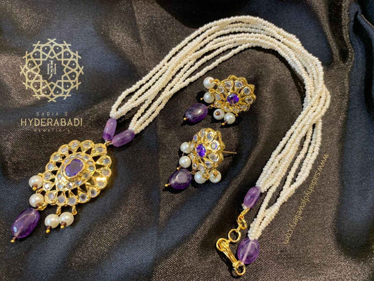 Namra Real Amethyst Pendant Set