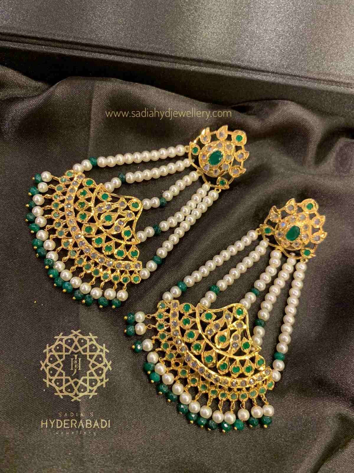 Eram Green White Jhumar Earring