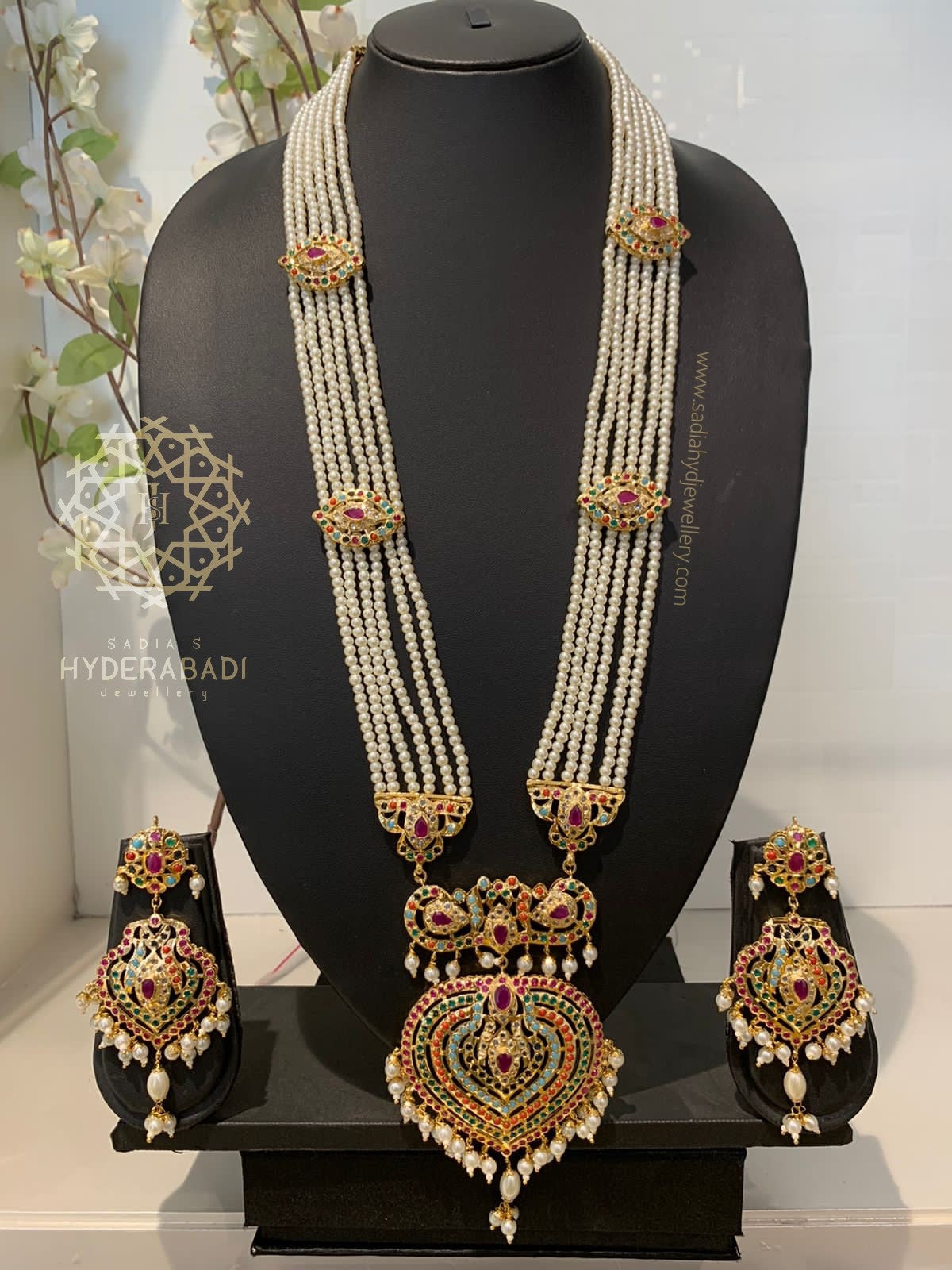 Noor Multicolored Rani Haar with Matching Earrings