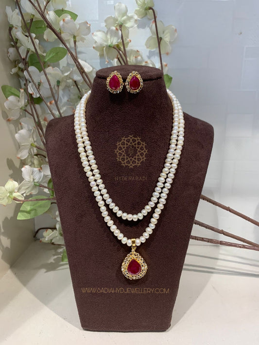 Amal Real Ruby Pan Pendant Set