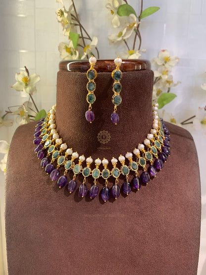 Arshi Real Emerald Real Amethyst Necklace