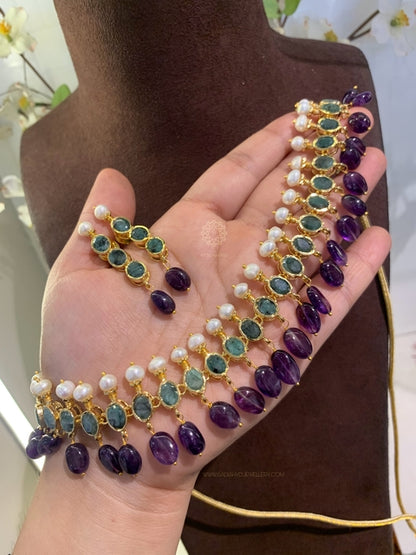 Arshi Real Emerald Real Amethyst Necklace