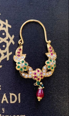 Asna Jadau Red Green Pair of Earrings
