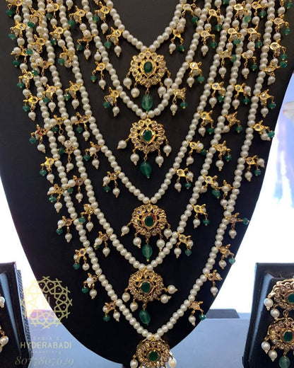 Azra Green White 5 Layer Bridal Set