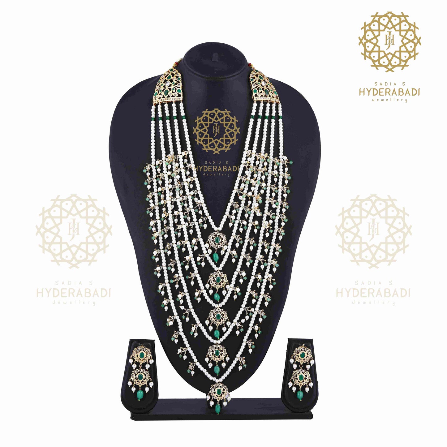 Azra Green White 5 Layer Bridal Set