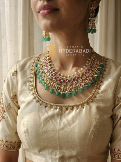 Basharat Red Green Necklace Set