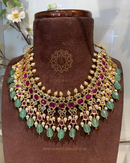 Basharat Red Green Necklace Set